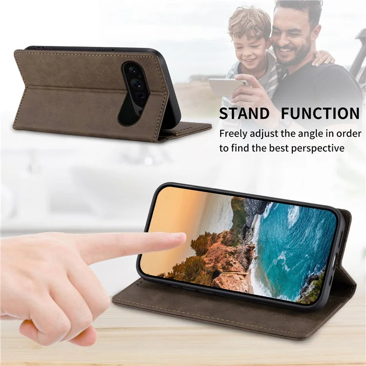 DF-05 For Google Pixel 9 Pro Wallet Case Anti-Scratch Leather Flip Phone Cover