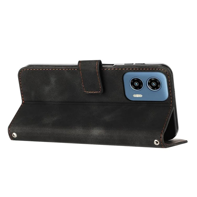 For Motorola Moto G34 5G Wallet Case Triangle Imprinted Shockproof Phone Cover