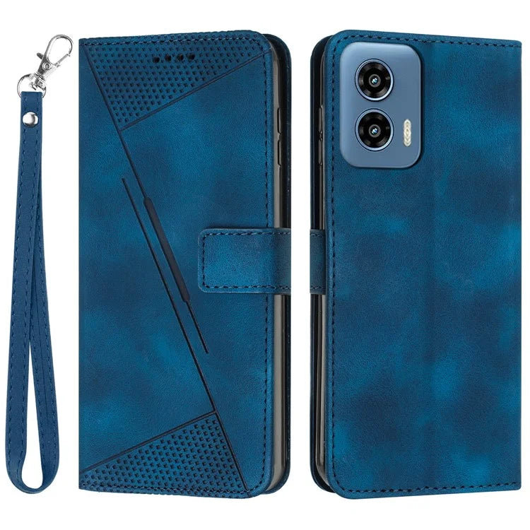 For Motorola Moto G34 5G Wallet Case Triangle Imprinted Shockproof Phone Cover