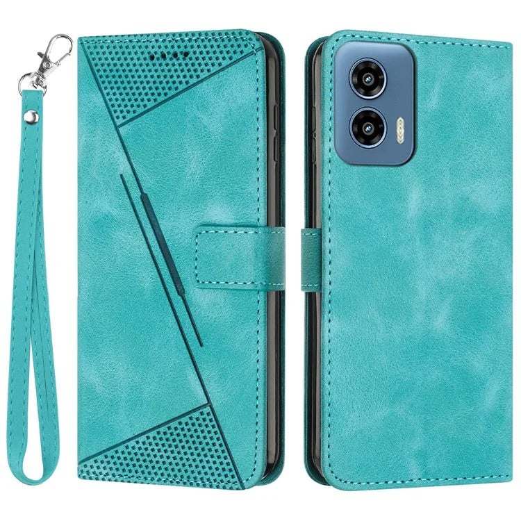 For Motorola Moto G34 5G Wallet Case Triangle Imprinted Shockproof Phone Cover