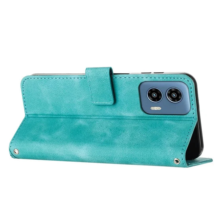 For Motorola Moto G34 5G Wallet Case Triangle Imprinted Shockproof Phone Cover