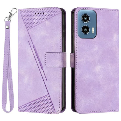 For Motorola Moto G34 5G Wallet Case Triangle Imprinted Shockproof Phone Cover