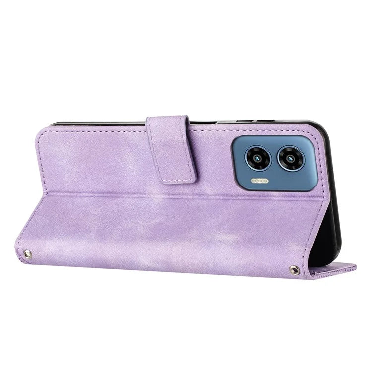 For Motorola Moto G34 5G Wallet Case Triangle Imprinted Shockproof Phone Cover