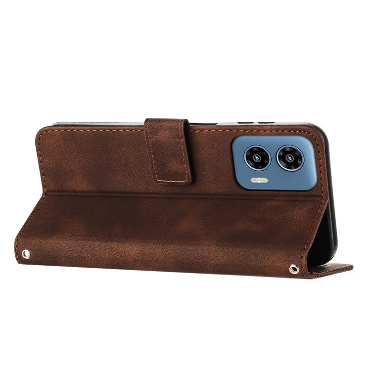 For Motorola Moto G34 5G Wallet Case Triangle Imprinted Shockproof Phone Cover