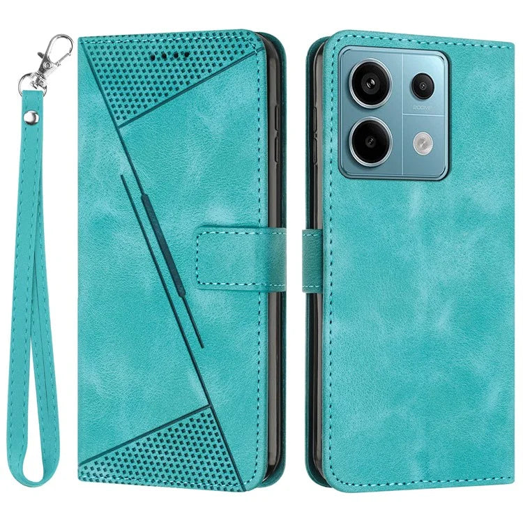 For Xiaomi Poco M6 Pro 4G / Redmi Note 13 Pro 4G Wallet Case Triangle Imprinted Leather Phone Cover
