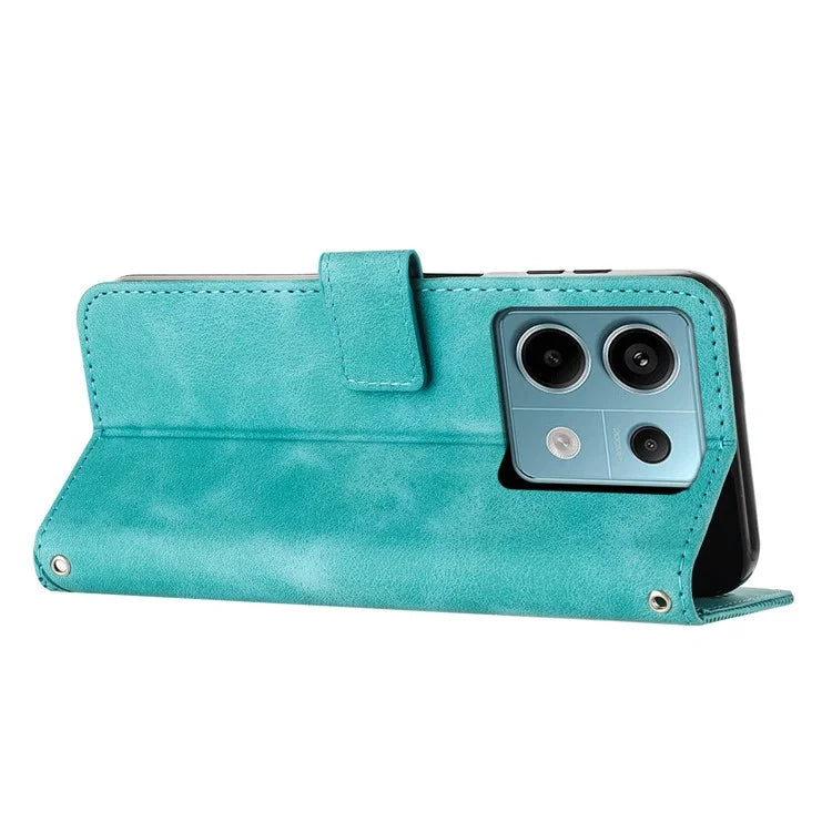 For Xiaomi Poco M6 Pro 4G / Redmi Note 13 Pro 4G Wallet Case Triangle Imprinted Leather Phone Cover