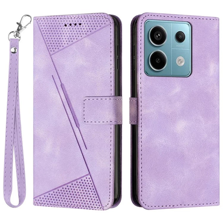 For Xiaomi Poco M6 Pro 4G / Redmi Note 13 Pro 4G Wallet Case Triangle Imprinted Leather Phone Cover