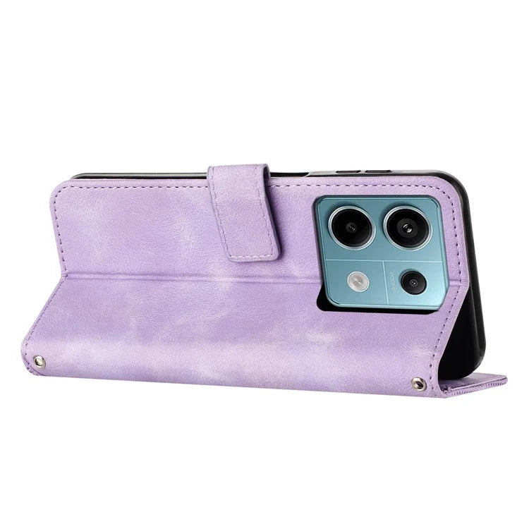 For Xiaomi Poco M6 Pro 4G / Redmi Note 13 Pro 4G Wallet Case Triangle Imprinted Leather Phone Cover