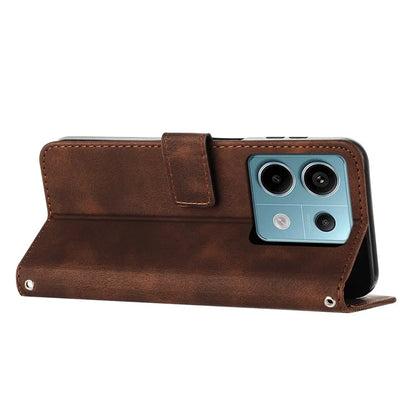 For Xiaomi Poco M6 Pro 4G / Redmi Note 13 Pro 4G Wallet Case Triangle Imprinted Leather Phone Cover