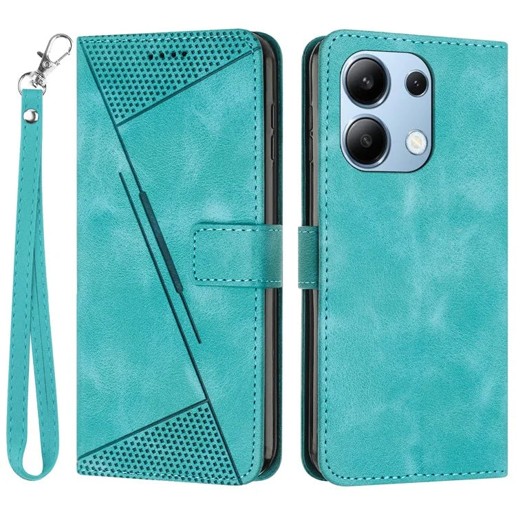 For Xiaomi Redmi Note 13 4G Case Triangle Imprinted Leather Shockproof Phone Cover