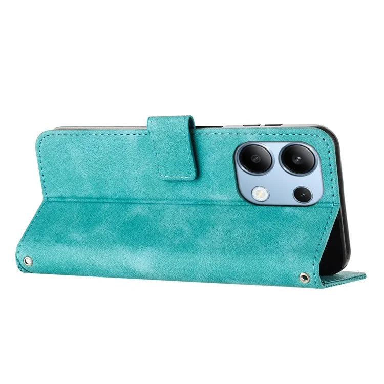 For Xiaomi Redmi Note 13 4G Case Triangle Imprinted Leather Shockproof Phone Cover