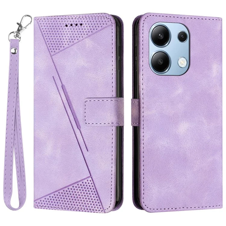 For Xiaomi Redmi Note 13 4G Case Triangle Imprinted Leather Shockproof Phone Cover