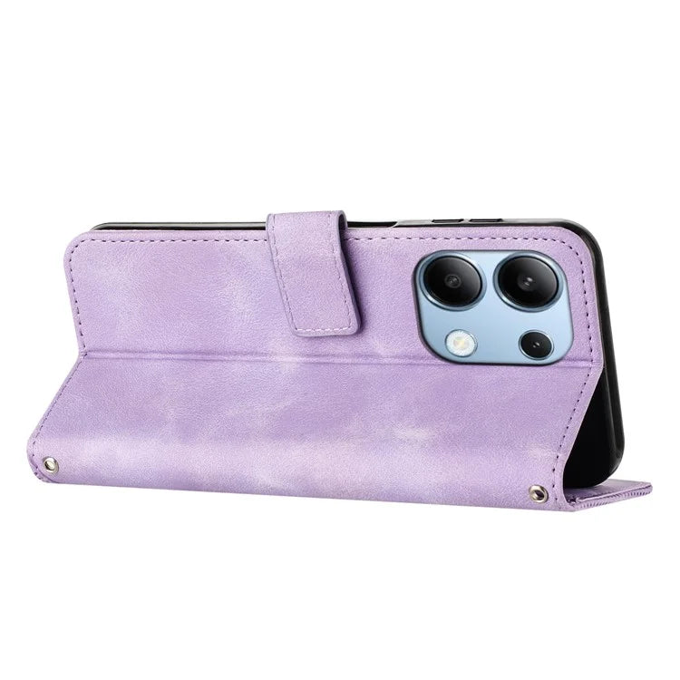For Xiaomi Redmi Note 13 4G Case Triangle Imprinted Leather Shockproof Phone Cover