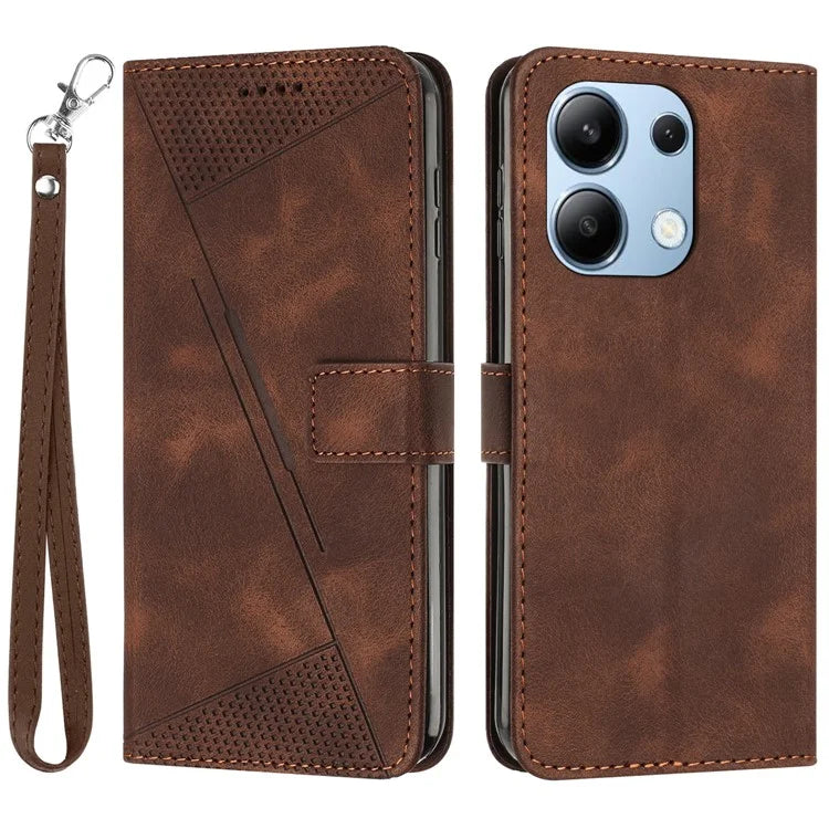 For Xiaomi Redmi Note 13 4G Case Triangle Imprinted Leather Shockproof Phone Cover