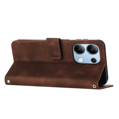 For Xiaomi Redmi Note 13 4G Case Triangle Imprinted Leather Shockproof Phone Cover