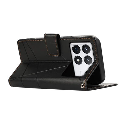 DF-06 For Xiaomi Poco X6 Pro 5G / Redmi K70E 5G Case Line Imprinted Leather Wallet Phone Cover