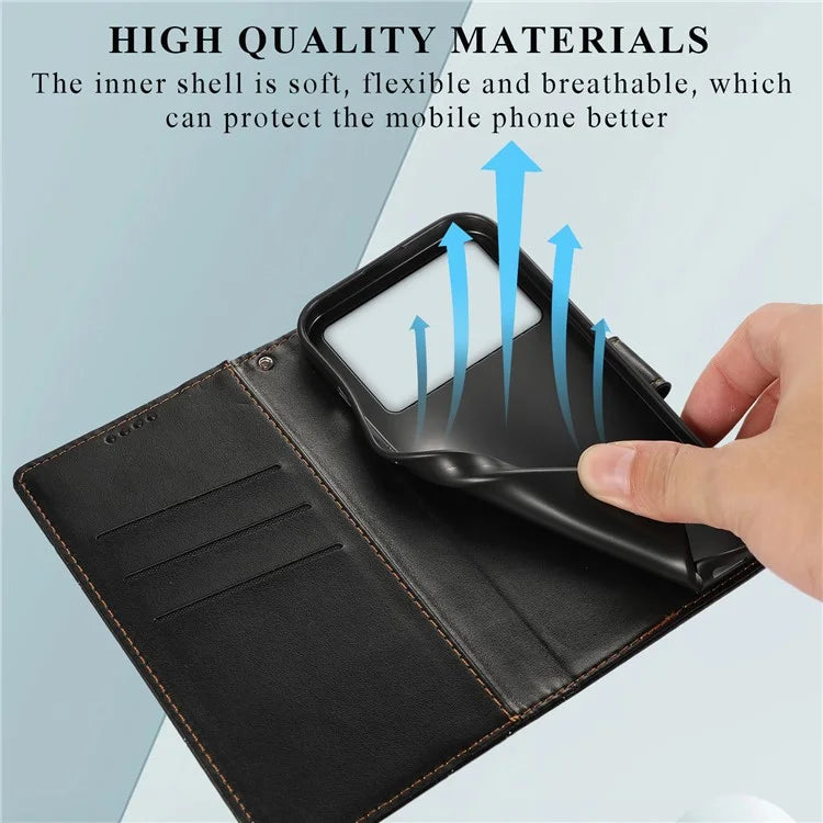 DF-06 For Xiaomi Poco X6 Pro 5G / Redmi K70E 5G Case Line Imprinted Leather Wallet Phone Cover