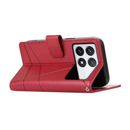 DF-06 For Xiaomi Poco X6 Pro 5G / Redmi K70E 5G Case Line Imprinted Leather Wallet Phone Cover