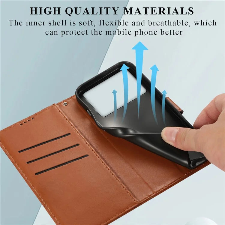 DF-06 For Xiaomi Poco X6 Pro 5G / Redmi K70E 5G Case Line Imprinted Leather Wallet Phone Cover