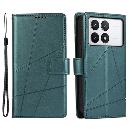DF-06 For Xiaomi Poco X6 Pro 5G / Redmi K70E 5G Case Line Imprinted Leather Wallet Phone Cover