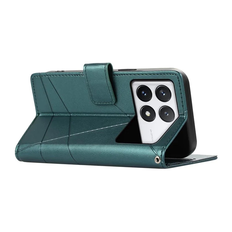 DF-06 For Xiaomi Poco X6 Pro 5G / Redmi K70E 5G Case Line Imprinted Leather Wallet Phone Cover