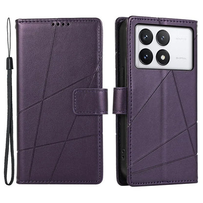 DF-06 For Xiaomi Poco X6 Pro 5G / Redmi K70E 5G Case Line Imprinted Leather Wallet Phone Cover
