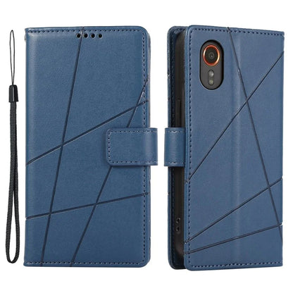 DF-06 For Samsung Galaxy Xcover 7 Case Line Imprinted PU Leather Wallet Phone Cover