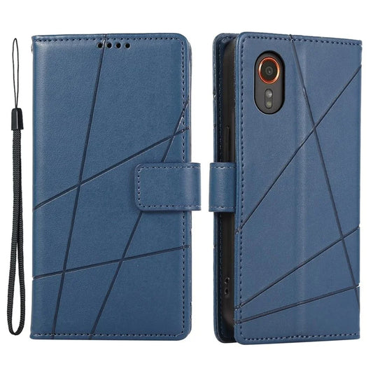DF-06 For Samsung Galaxy Xcover 7 Case Line Imprinted PU Leather Wallet Phone Cover