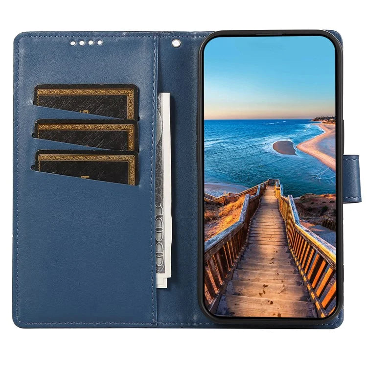 DF-06 For Samsung Galaxy Xcover 7 Case Line Imprinted PU Leather Wallet Phone Cover