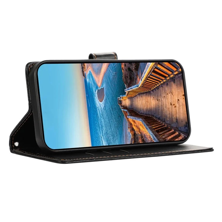 DF-06 For Samsung Galaxy Xcover 7 Case Line Imprinted PU Leather Wallet Phone Cover
