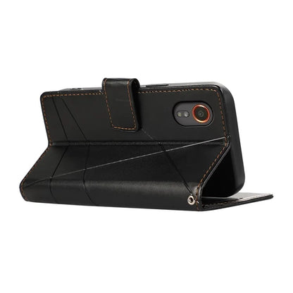 DF-06 For Samsung Galaxy Xcover 7 Case Line Imprinted PU Leather Wallet Phone Cover
