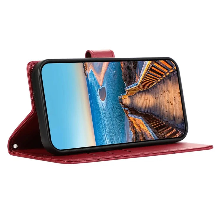 DF-06 For Samsung Galaxy Xcover 7 Case Line Imprinted PU Leather Wallet Phone Cover