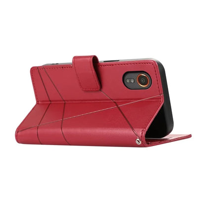 DF-06 For Samsung Galaxy Xcover 7 Case Line Imprinted PU Leather Wallet Phone Cover