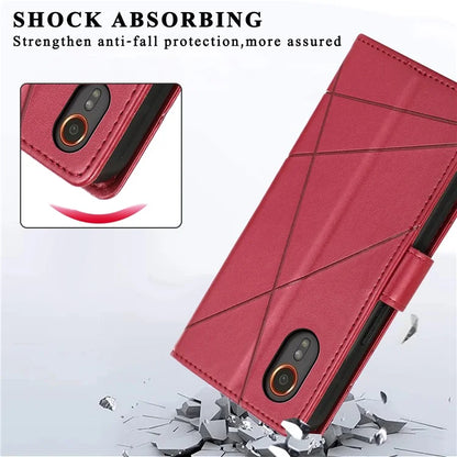 DF-06 For Samsung Galaxy Xcover 7 Case Line Imprinted PU Leather Wallet Phone Cover