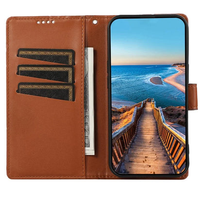 DF-06 For Samsung Galaxy Xcover 7 Case Line Imprinted PU Leather Wallet Phone Cover