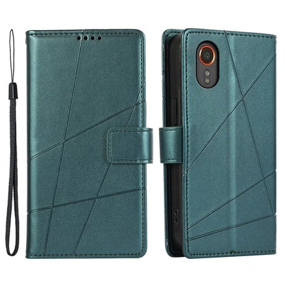 DF-06 For Samsung Galaxy Xcover 7 Case Line Imprinted PU Leather Wallet Phone Cover