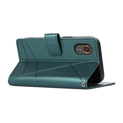DF-06 For Samsung Galaxy Xcover 7 Case Line Imprinted PU Leather Wallet Phone Cover