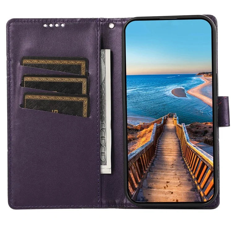 DF-06 For Samsung Galaxy Xcover 7 Case Line Imprinted PU Leather Wallet Phone Cover