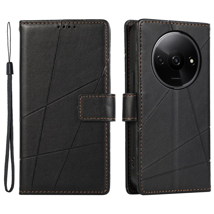DF-06 For Xiaomi Redmi A3 Wallet Case Line Imprinted Flip Leather Phone Cover
