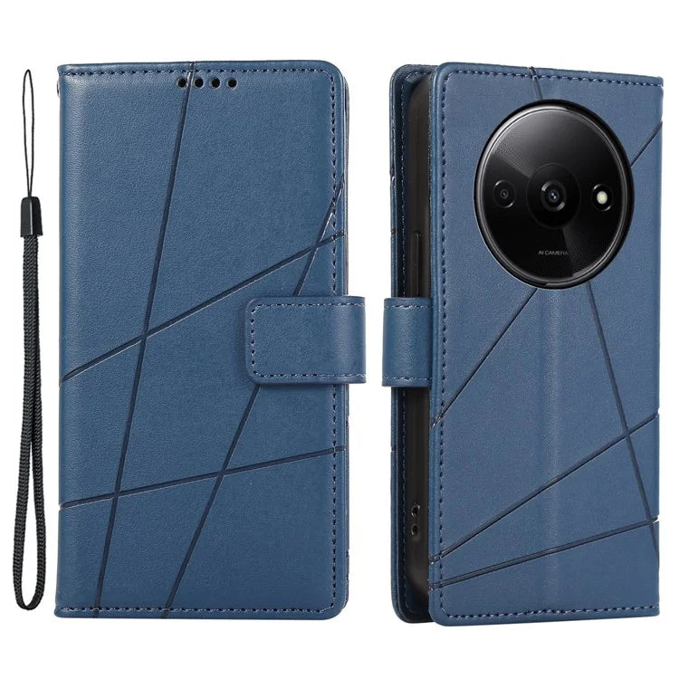 DF-06 For Xiaomi Redmi A3 Wallet Case Line Imprinted Flip Leather Phone Cover