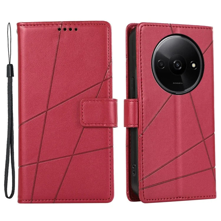 DF-06 For Xiaomi Redmi A3 Wallet Case Line Imprinted Flip Leather Phone Cover
