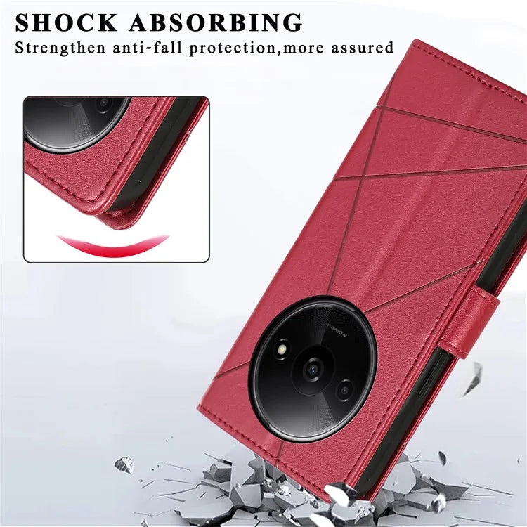 DF-06 For Xiaomi Redmi A3 Wallet Case Line Imprinted Flip Leather Phone Cover
