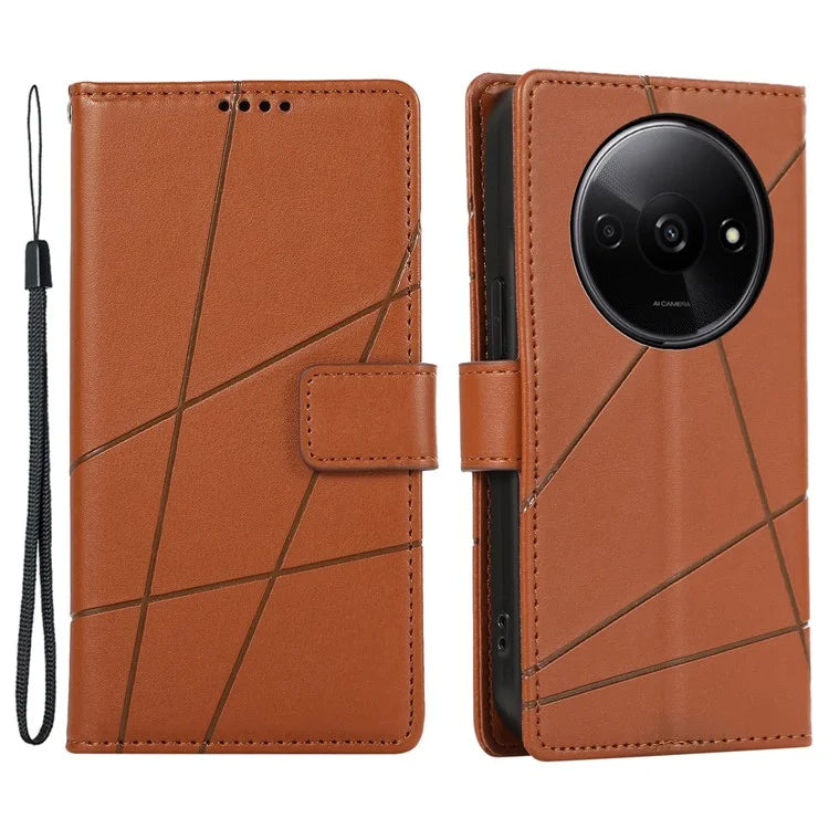 DF-06 For Xiaomi Redmi A3 Wallet Case Line Imprinted Flip Leather Phone Cover