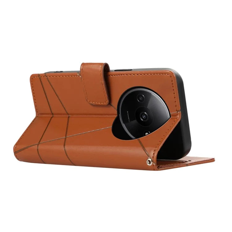 DF-06 For Xiaomi Redmi A3 Wallet Case Line Imprinted Flip Leather Phone Cover