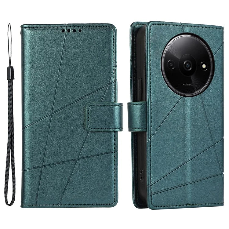 DF-06 For Xiaomi Redmi A3 Wallet Case Line Imprinted Flip Leather Phone Cover