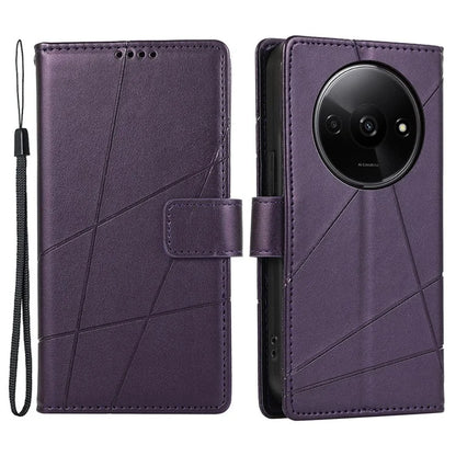 DF-06 For Xiaomi Redmi A3 Wallet Case Line Imprinted Flip Leather Phone Cover