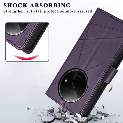 DF-06 For Xiaomi Redmi A3 Wallet Case Line Imprinted Flip Leather Phone Cover