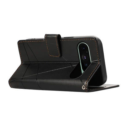 DF-06 For Google Pixel 9 Wallet Case PU Leather Line Imprinted Flip Phone Protector