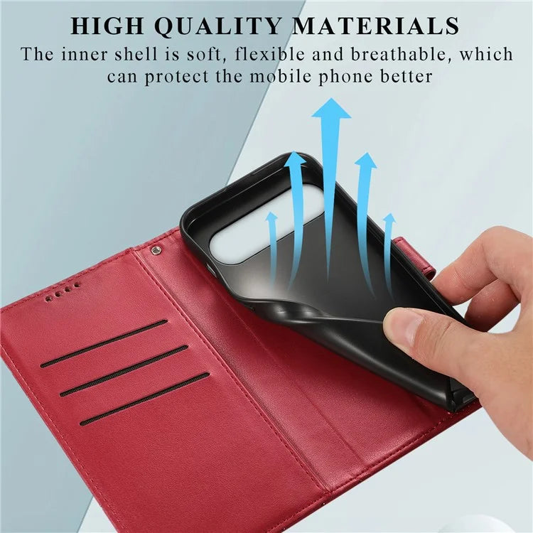 DF-06 For Google Pixel 9 Wallet Case PU Leather Line Imprinted Flip Phone Protector