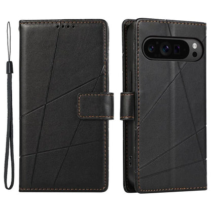DF-06 For Google Pixel 9 Pro Protective Case Line Imprinted PU Leather Wallet Phone Cover